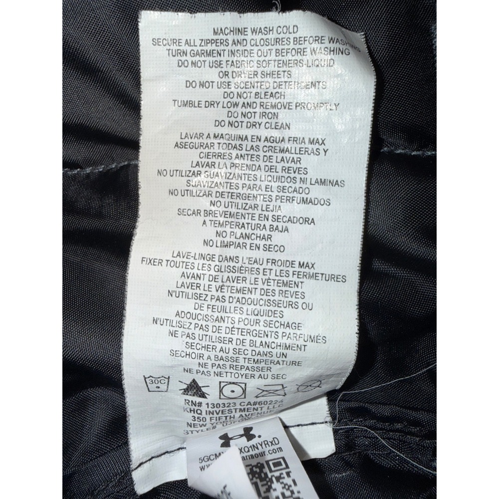 Under Armour Kids Black Gray Colorblock Puffer Jacket Hooded Full Zip YLG Large - Picture 7 of 8